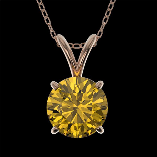 1.03 ctw Certified Intense Yellow Diamond Necklace 10k Rose Gold - REF-165R8K