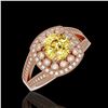 Image 1 : 2.09 ctw Canary Citrine & Diamond Victorian Ring 14K Rose Gold - REF-83R6K