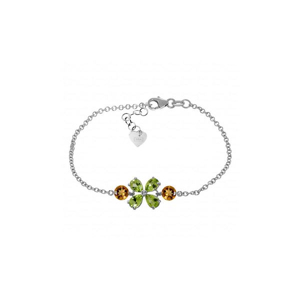 Genuine 3.15 ctw Peridot & Citrine Bracelet 14KT White Gold - REF-56A4K