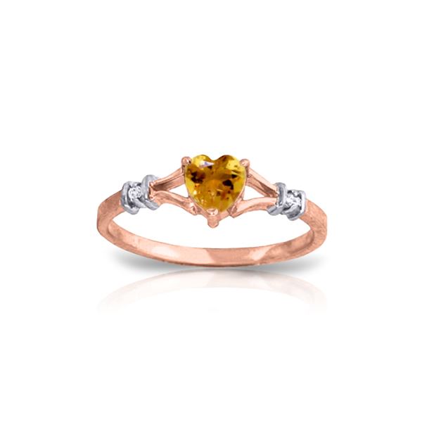 Genuine 0.47 ctw Citrine & Diamond Ring 14KT Rose Gold - REF-27H2X