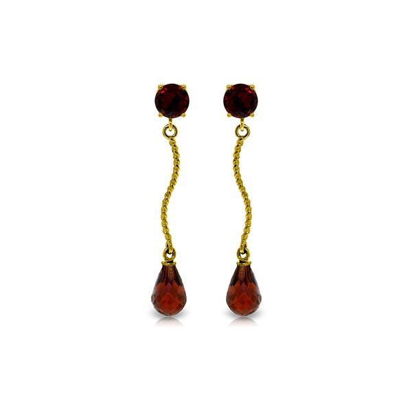 Genuine 4.3 ctw Garnet Earrings 14KT Yellow Gold - REF-23H5X