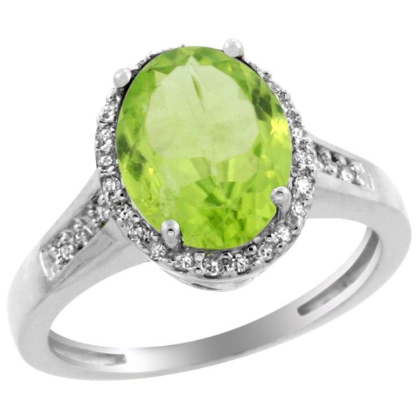 2.60 CTW Peridot & Diamond Ring 10K White Gold - REF-50A9X