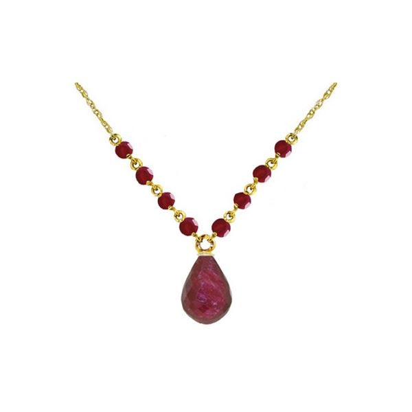 Genuine 15.8 ctw Ruby Necklace 14KT Yellow Gold - REF-37X2M