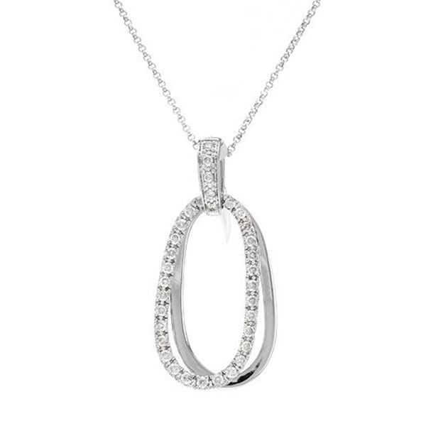 Natural 0.66 CTW Diamond Necklace 14K White Gold - REF-80H3W