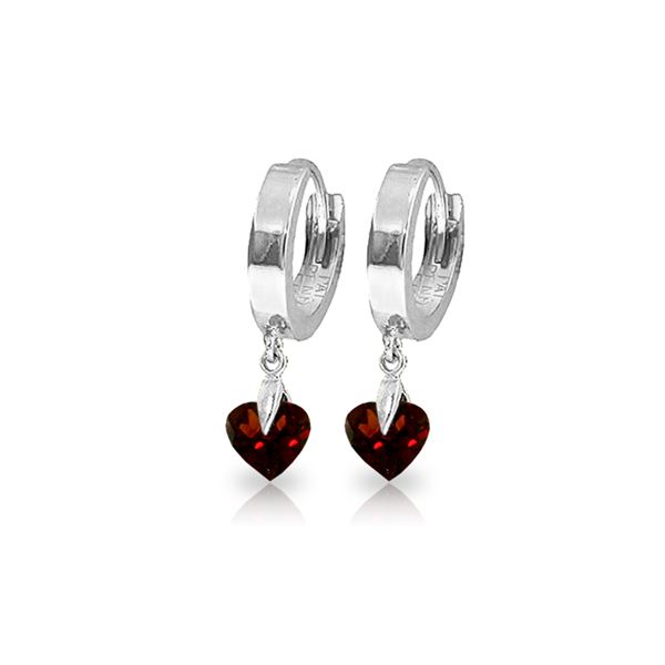 Genuine 1.50 ctw Garnet Earrings 14KT White Gold - REF-25A8K