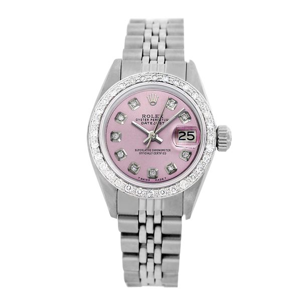 Rolex Pre-owned 26mm Womens Custom Pink Stainless Steel