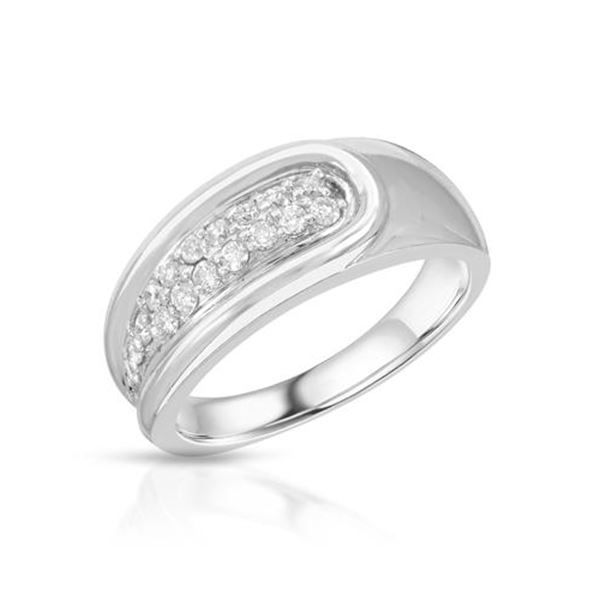 Natural 0.30 CTW Diamond Ring 18K White Gold - REF-103M5F