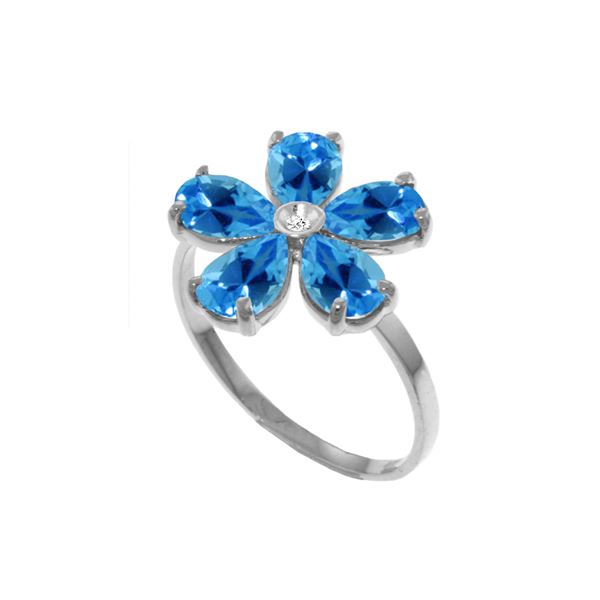 Genuine 2.22 ctw Blue Topaz & Diamond Ring 14KT White Gold - REF-35F9Z