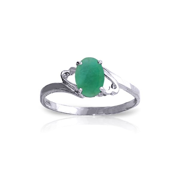 Genuine 0.75 ctw Emerald Ring 14KT White Gold - REF-27N8R