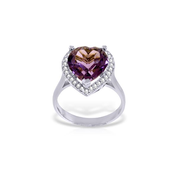 Genuine 3.24 ctw Amethyst & Diamond Ring 14KT White Gold - REF-66W9Y