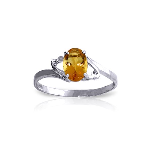 Genuine 0.90 ctw Citrine Ring 14KT White Gold - REF-20W7Y