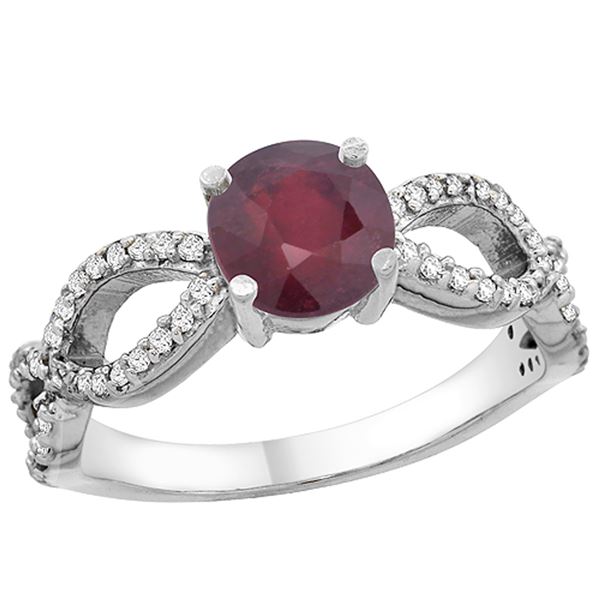 1.30 CTW Ruby & Diamond Ring 10K White Gold - REF-50R5H