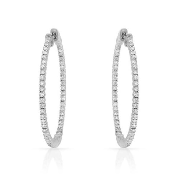 Natural 0.96 CTW Diamond Earrings 14K White Gold - REF-165W6H