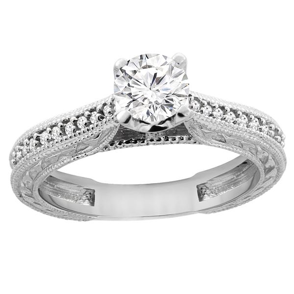 0.65 CTW Diamond Ring 14K White Gold - REF-147Y4V