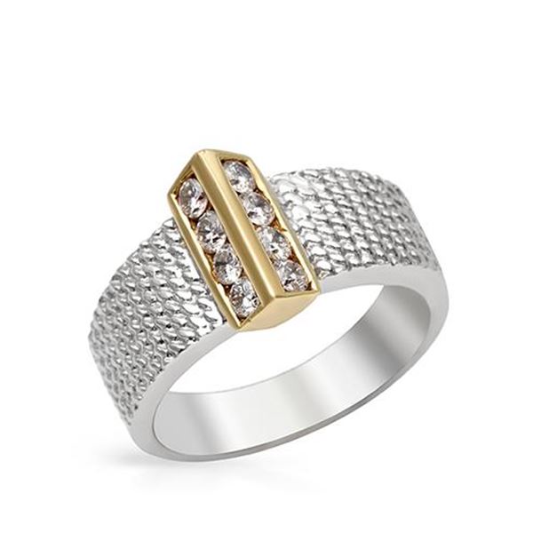 Natural 0.44 CTW Diamond Ring 18K Two Tone Gold - REF-117K9R