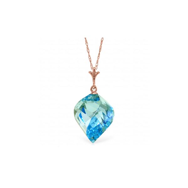 Genuine 13.9 ctw Blue Topaz Necklace 14KT Rose Gold - REF-41P3H