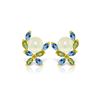 Image 1 : Genuine 3.25 ctw Blue Topaz & Peridot Earrings 14KT Yellow Gold - REF-30M2T