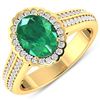 Image 1 : Natural 2.07 CTW Zambian Emerald & Diamond Ring 14K Yellow Gold - REF-92X9K