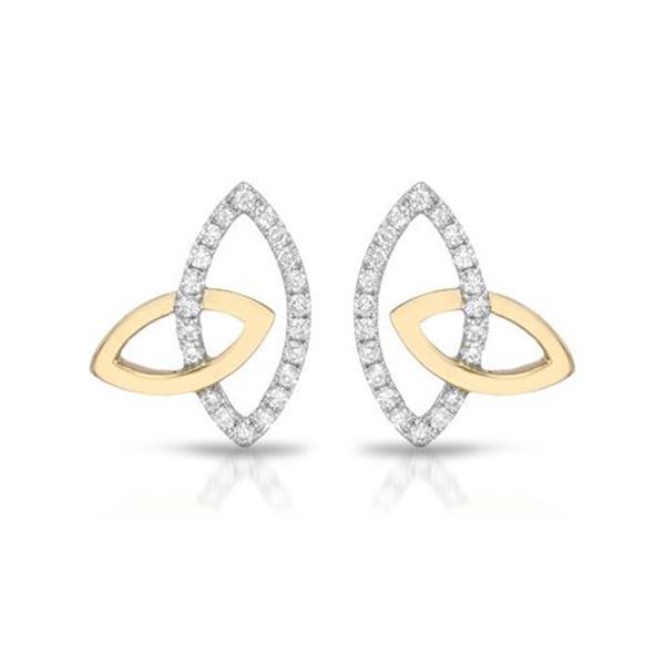 Natural 0.27 CTW Diamond Earrings 14K Two Tone Yellow Gold - REF-32W4H