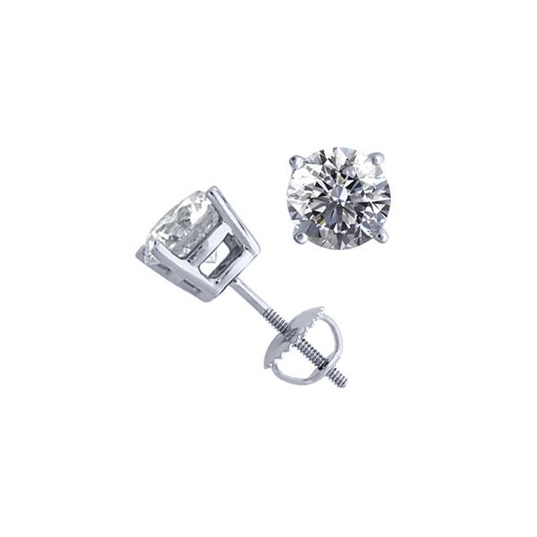 14K White Gold 2.02 ctw Natural Diamond Stud Earrings - REF-521X4F