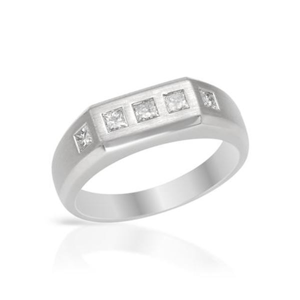 Natural 0.50 CTW Princess Diamond Ring 14K White Gold - REF-107T3X