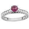 Image 1 : 0.90 CTW Rhodolite & Diamond Ring 14K White Gold - REF-62R6H