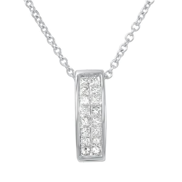 Natural 0.25 CTW Princess Diamond Necklace 14K White Gold - REF-33N3Y
