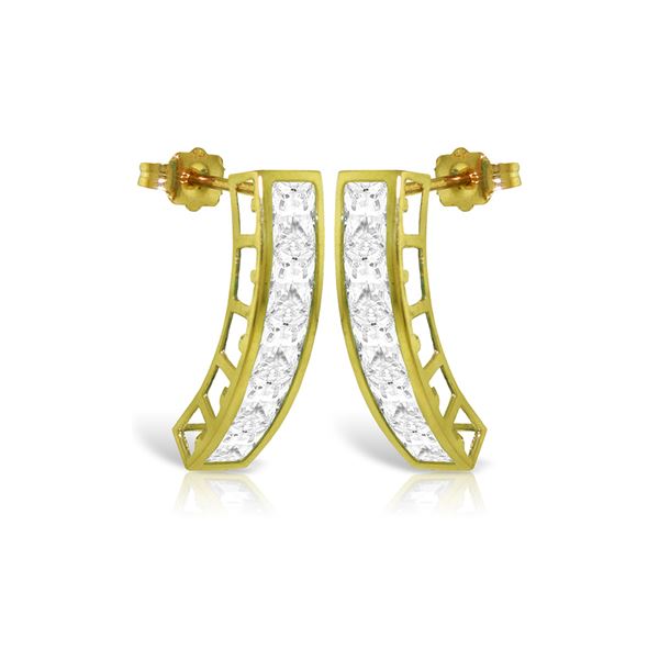 Genuine 4.5 ctw White Topaz Earrings 14KT Yellow Gold - REF-38N5R