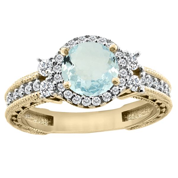 1.46 CTW Aquamarine & Diamond Ring 14K Yellow Gold - REF-76V9R