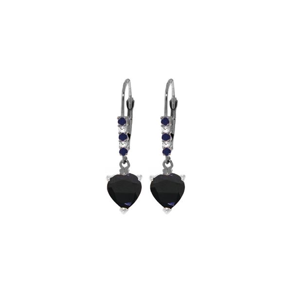 Genuine 3.28 ctw Sapphire & Diamond Earrings 14KT White Gold - REF-50P7H