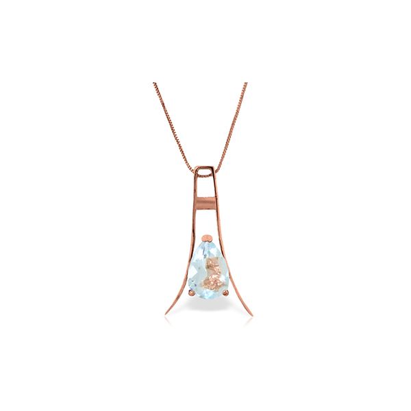 Genuine 1.50 ctw Aquamarine Necklace 14KT Rose Gold - REF-39F6Z