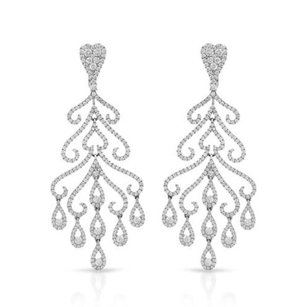 Natural 5.11 CTW Diamond Earrings 14K White Gold - REF-670W5H