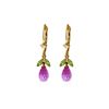 Image 1 : Genuine 3.4 ctw Pink Topaz & Peridot Earrings 14KT Yellow Gold - REF-26Y6F