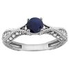 Image 1 : 0.85 CTW Blue Sapphire & Diamond Ring 14K White Gold - REF-104M2A