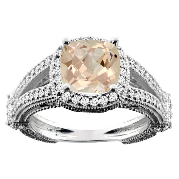 2.27 CTW Morganite & Diamond Ring 14K White Gold - REF-60M9K