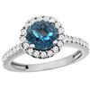 Image 1 : 1.38 CTW London Blue Topaz & Diamond Ring 14K White Gold - REF-61M2K