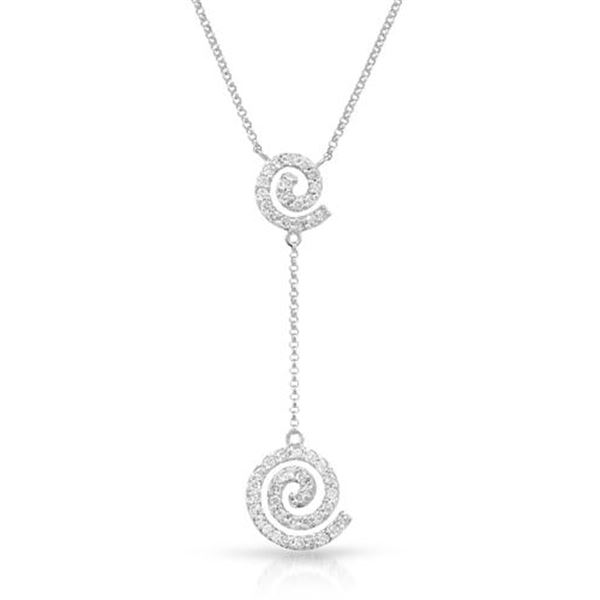 Natural 0.53 CTW Diamond Necklace 14K White Gold - REF-48F6M