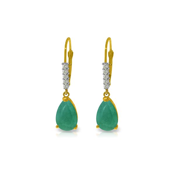 Genuine 2.15 ctw Emerald & Diamond Earrings 14KT Yellow Gold - REF-59Z6N
