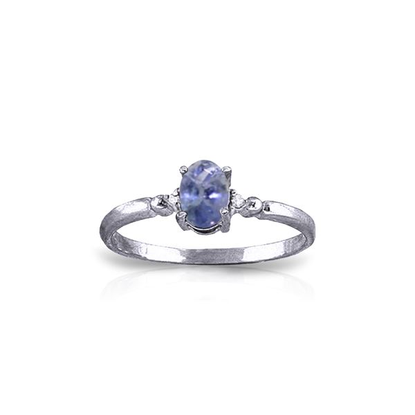 Genuine 0.46 ctw Tanzanite & Diamond Ring 14KT White Gold - REF-27N8R