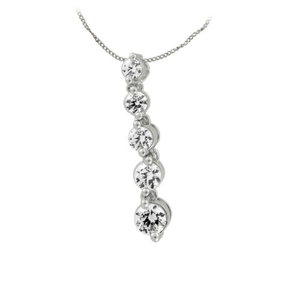 Natural 0.75 CTW Diamond Necklace 14K White Gold - REF-113F4M