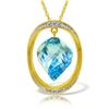 Genuine 14 ctw Blue Topaz & Diamond Necklace 14KT Yellow Gold - REF-127F3Z