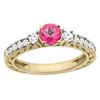 1.35 CTW Pink Topaz & Diamond Ring 14K Yellow Gold - REF-79Y5V