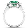 Image 2 : Natural 3.68 CTW Zambian Emerald & Diamond Ring 14K White Gold - REF-157F3N