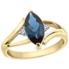 Image 1 : 1.24 CTW London Blue Topaz & Diamond Ring 10K Yellow Gold - REF-23F3N