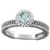 Image 1 : 0.67 CTW Aquamarine & Diamond Ring 14K White Gold - REF-54F5N