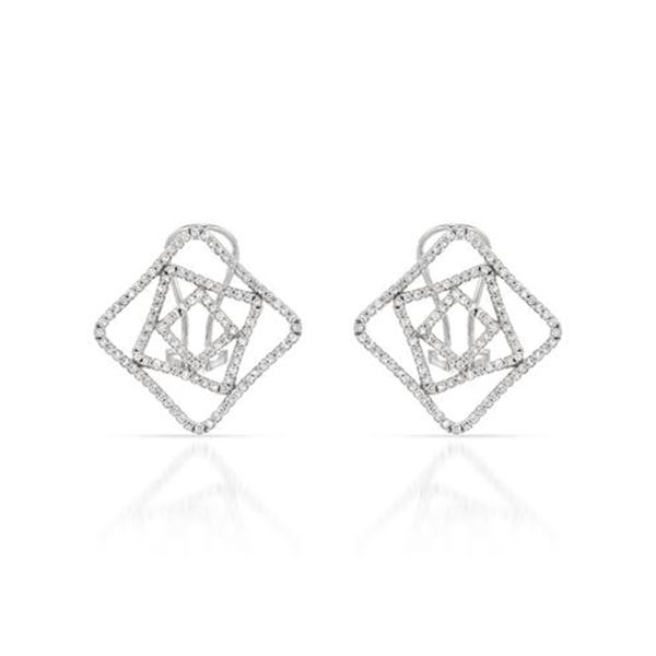 Natural 0.88 CTW Diamond Earrings 18K White Gold - REF-153W2H
