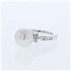 Image 1 : Natural 9.04 CTW Pearl & Baguette Ring 14K White Gold - REF-65W7H