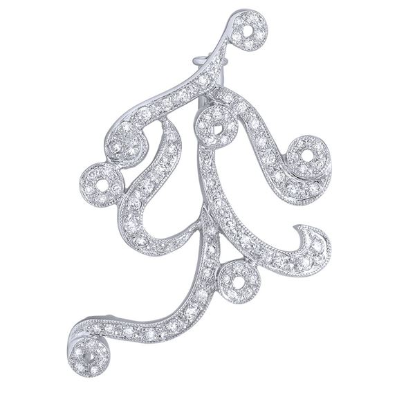 Natural 0.42 CTW Diamond Brooch 18K White Gold - REF-111N6Y