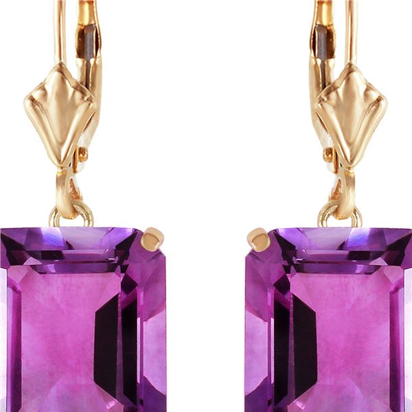 Genuine 13 ctw Amethyst Earrings 14KT Yellow Gold - REF-54W2Y