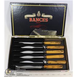 SET OF 6 KNIVES. GH CUTLERY, BAKELITE HANDLES